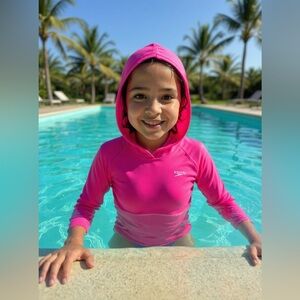 SPEEDO Girl’s Hooded Swim Top in size Large "RoseViolet" New